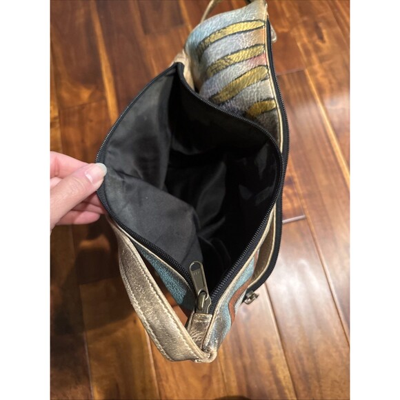 ANUSCHKA Purse Hand Painted Leather Shoulder Bag Abstract Southwest Art - Picture 14 of 16